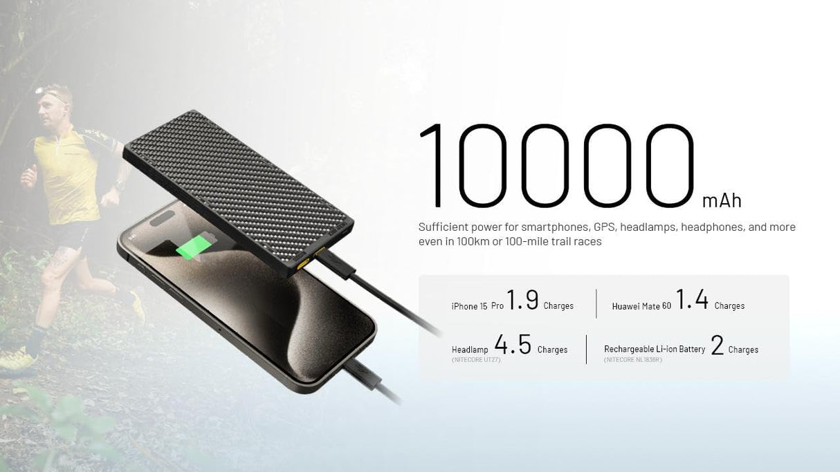 Nitecore NB10000 - GEN3 10,000mAh Ultra Lightweight Carbon Fiber Power Bank